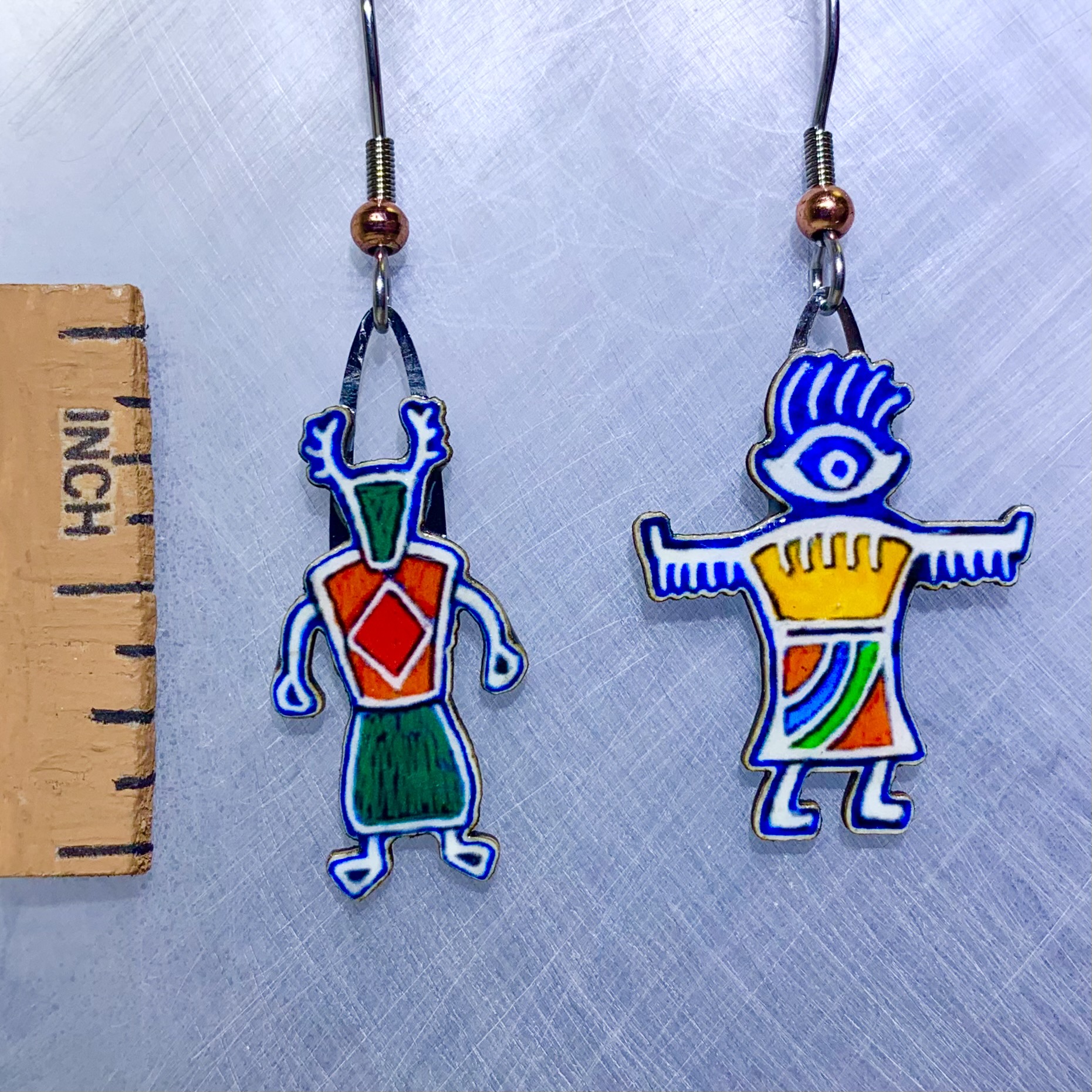 Picture shown is of 1 inch tall pair of earrings of Shamans.