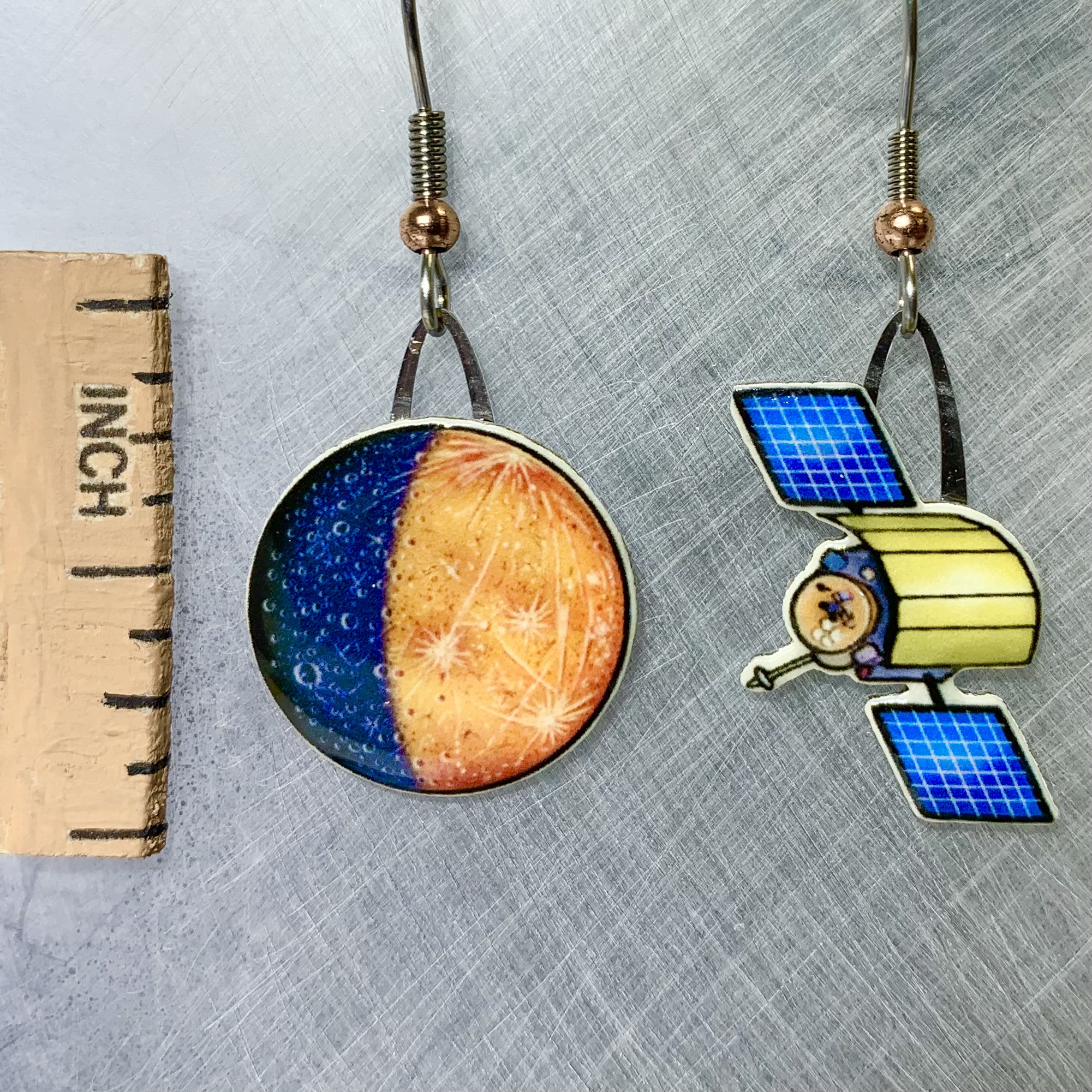 Picture shown is of 1 inch tall pair of earrings of Mercury & Messenger.