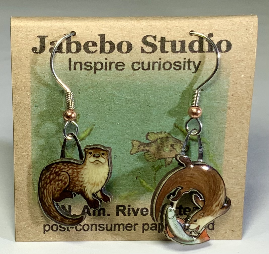 Picture shown is of 1 inch tall pair of earrings of the animal the River Otter.