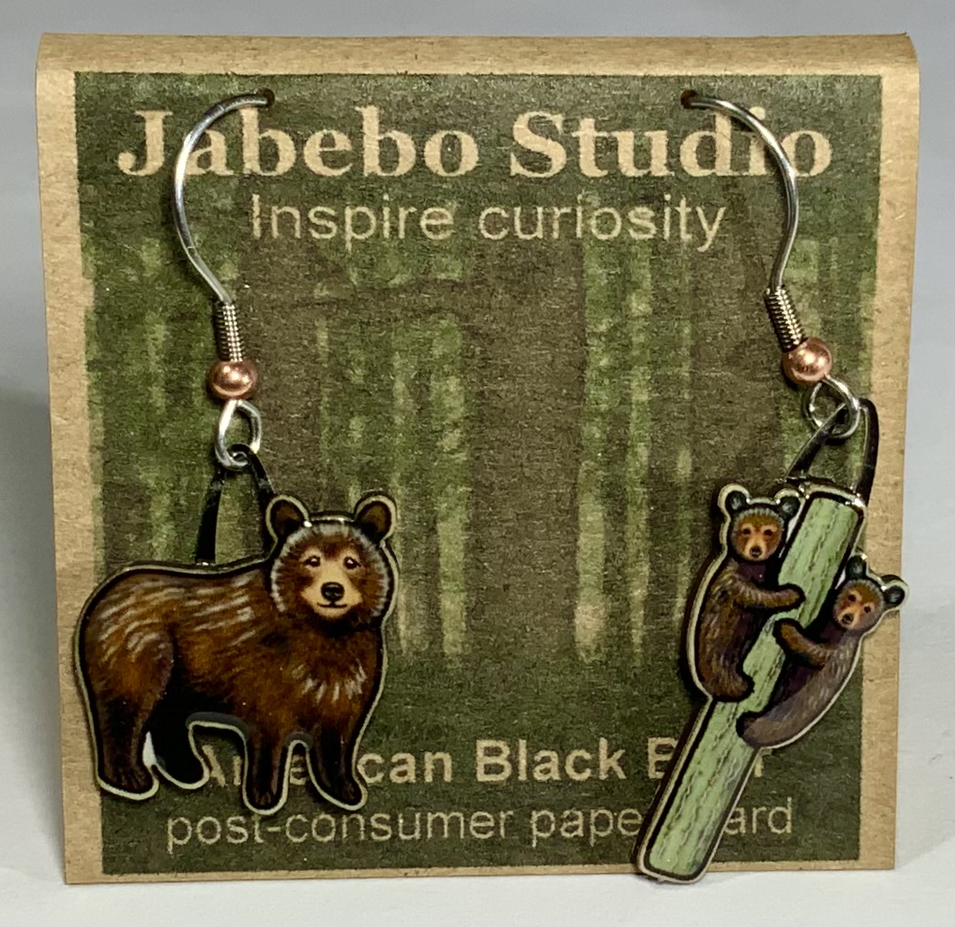 Picture shown is of 1 inch tall pair of earrings of the animal the Black Bear.