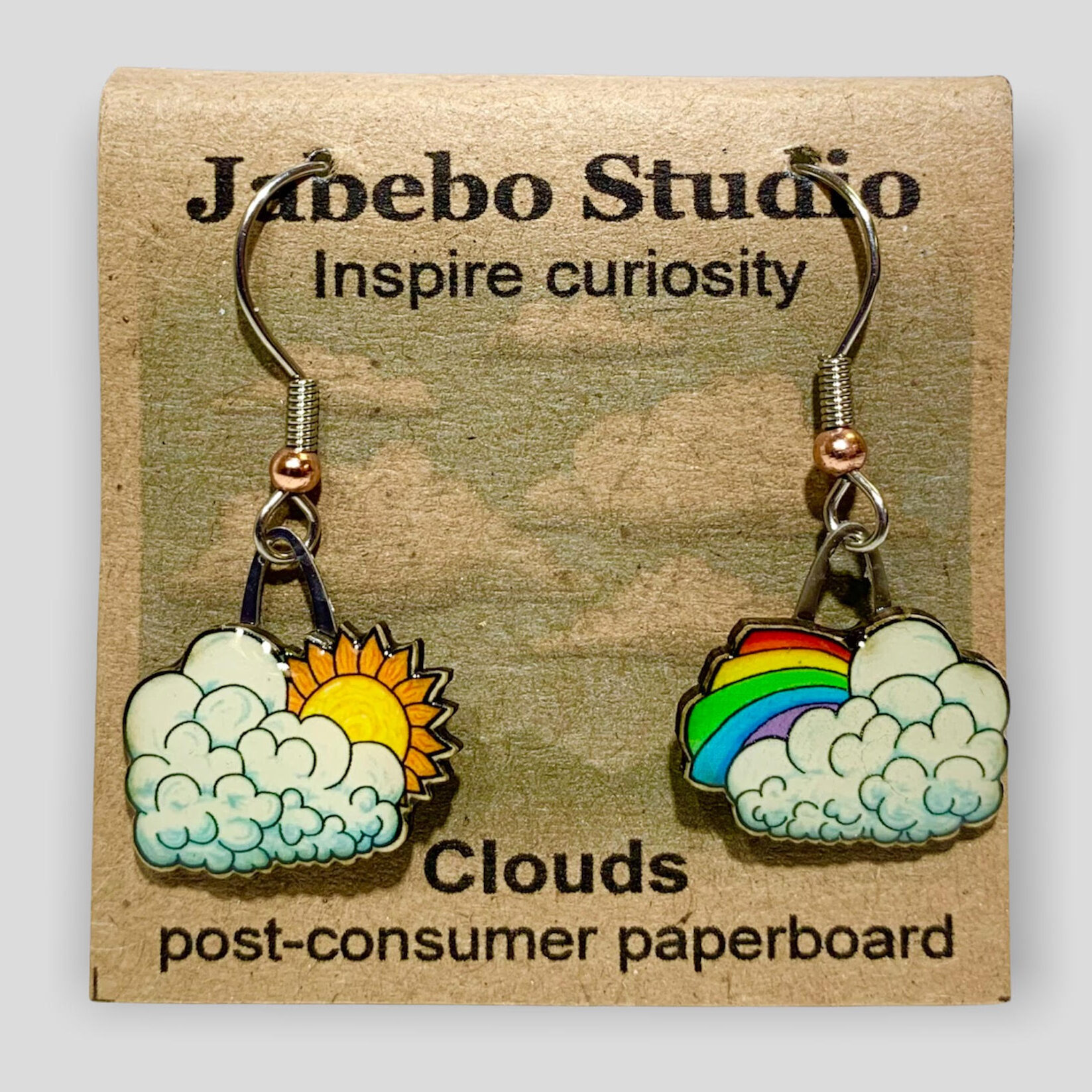 Picture shown is of 1 inch tall pair of earrings of Clouds.