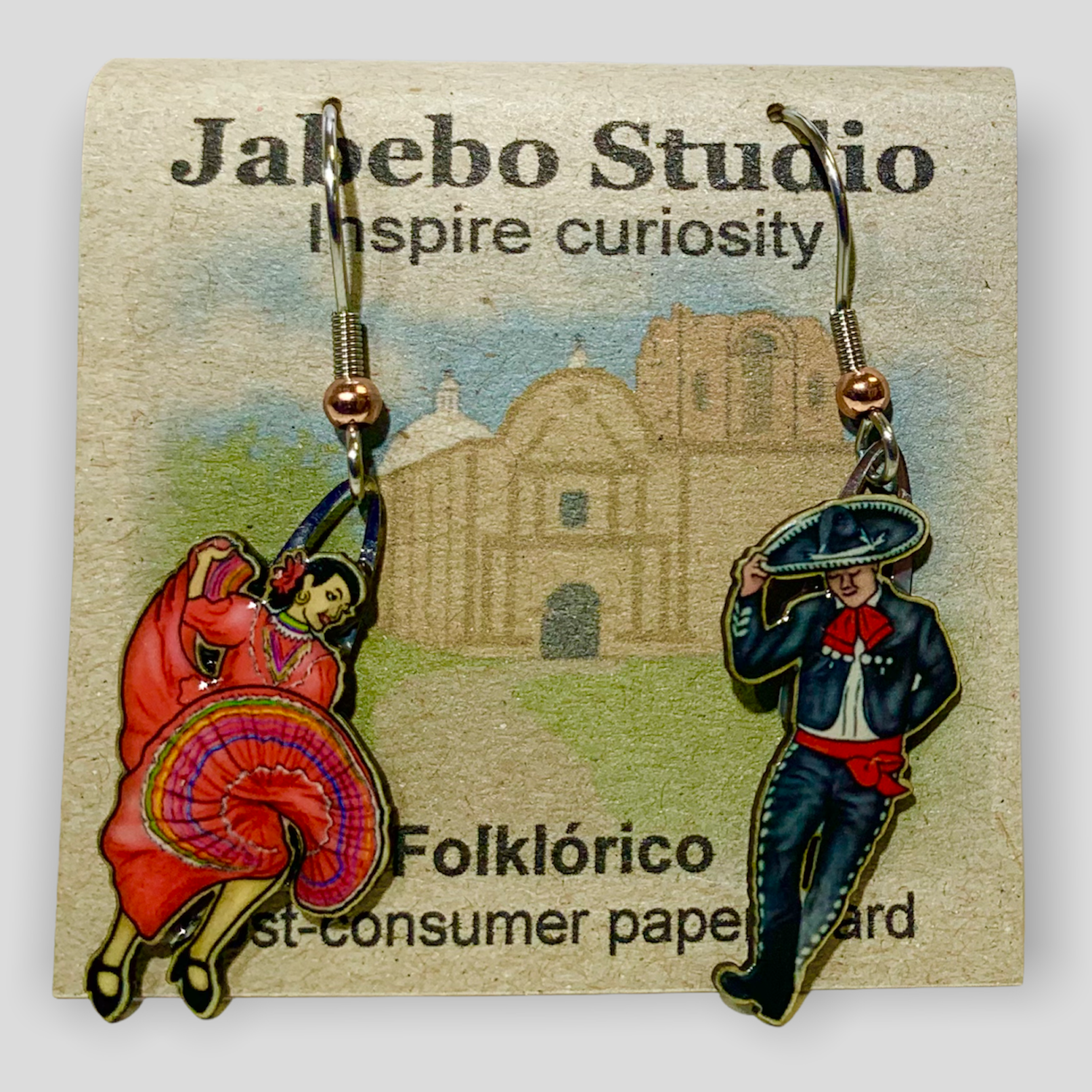 Picture shown is of 1 inch tall pair of earrings of Red Folklorico.