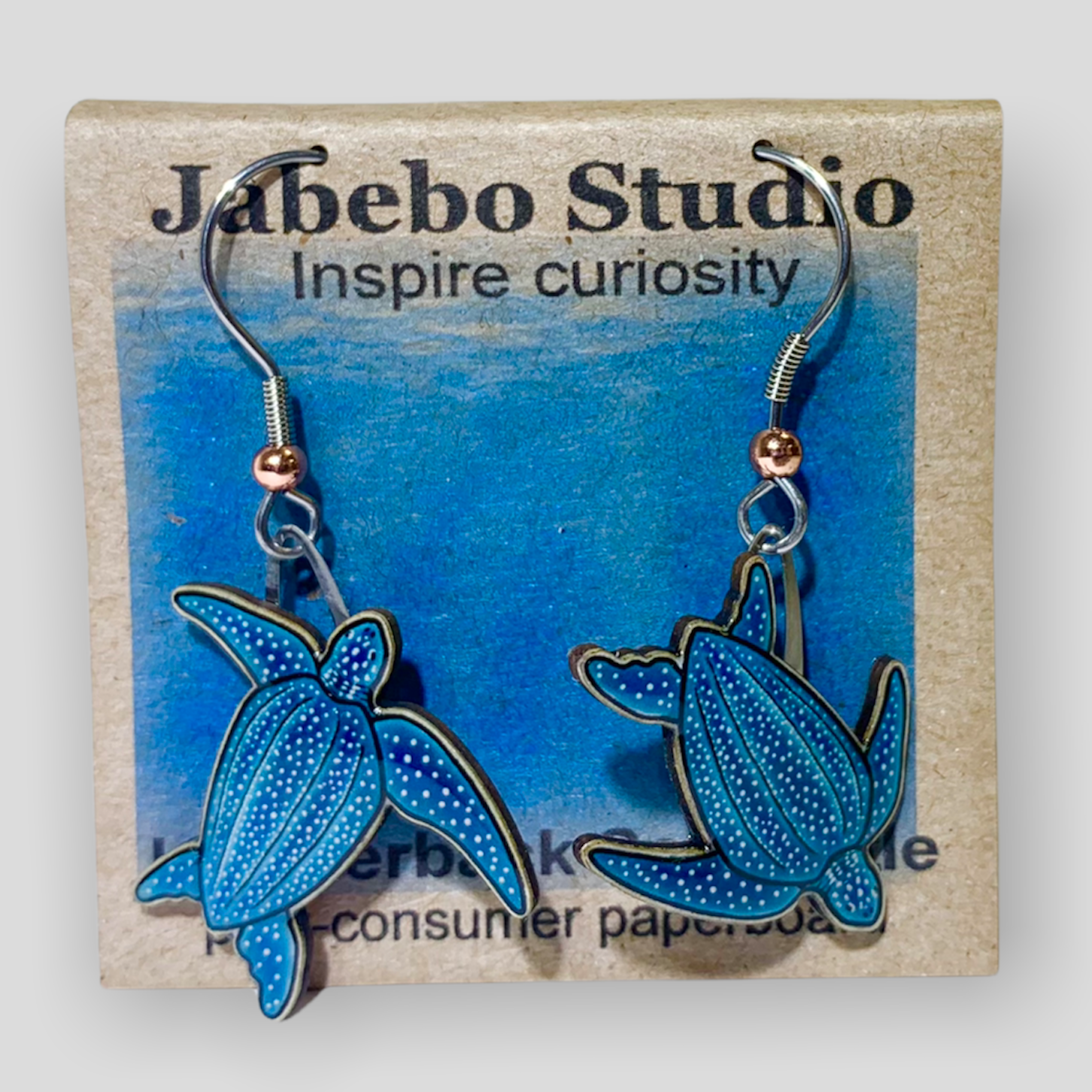 Picture shown is of 1 inch tall pair of earrings of the marine animal the Leatherback Sea Turtle.