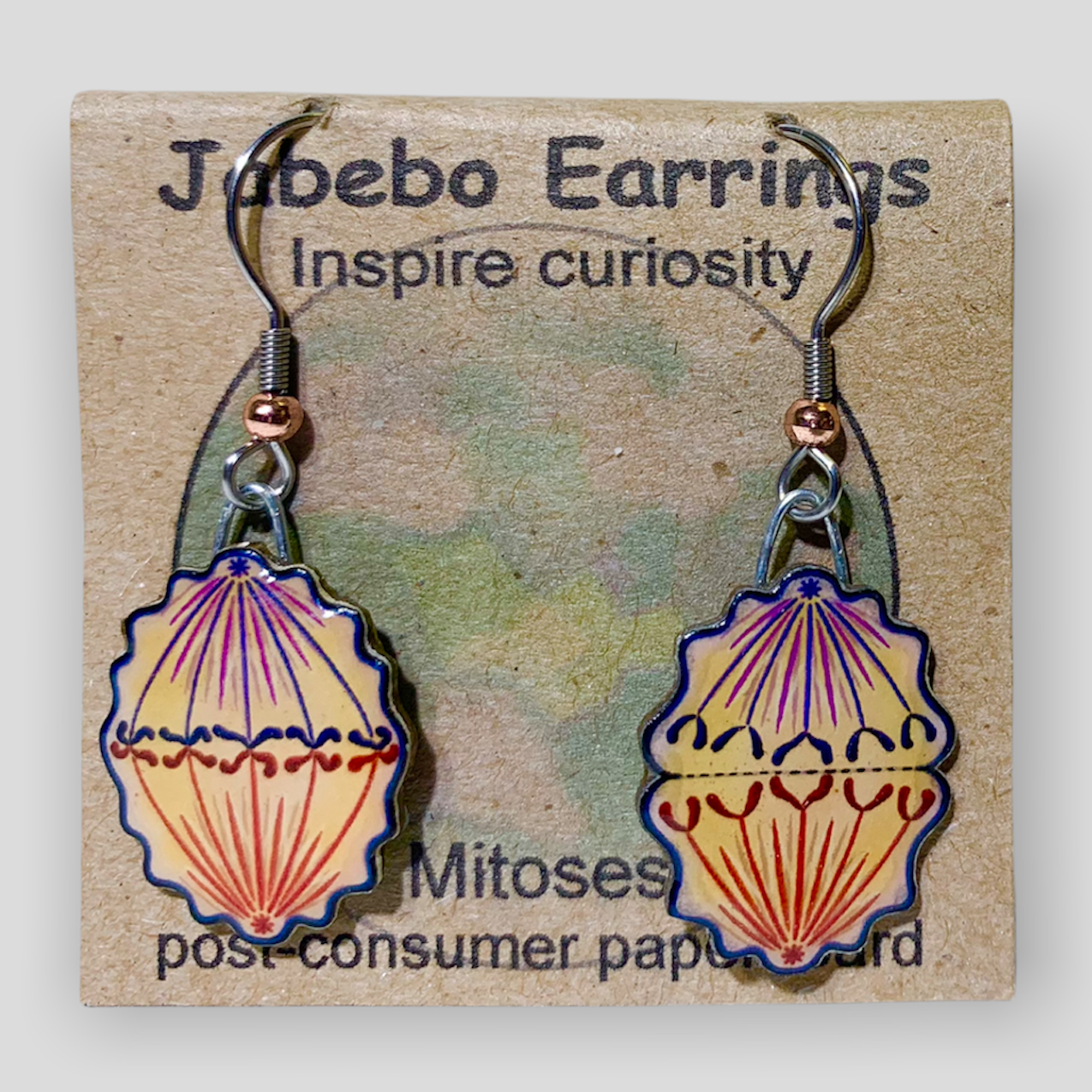 Picture shown is of 1 inch tall pair of earrings of Mitoses.