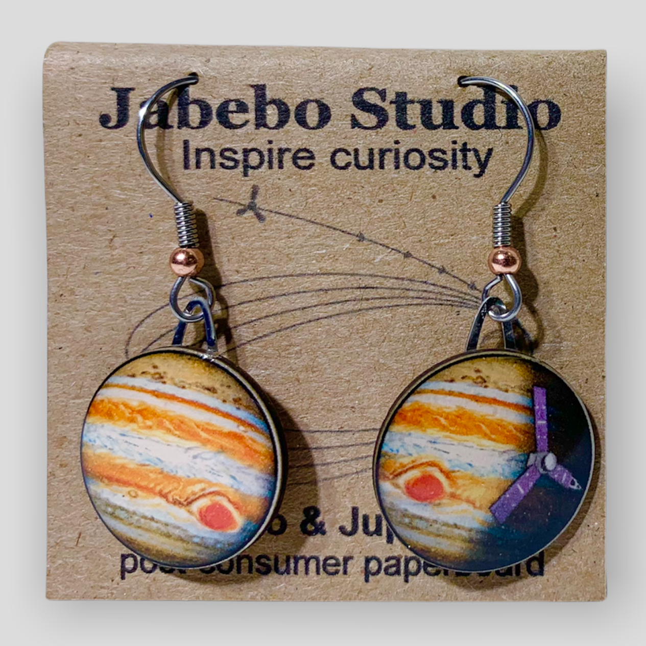 Picture shown is of 1 inch tall pair of earrings of Juno & Jupiter.