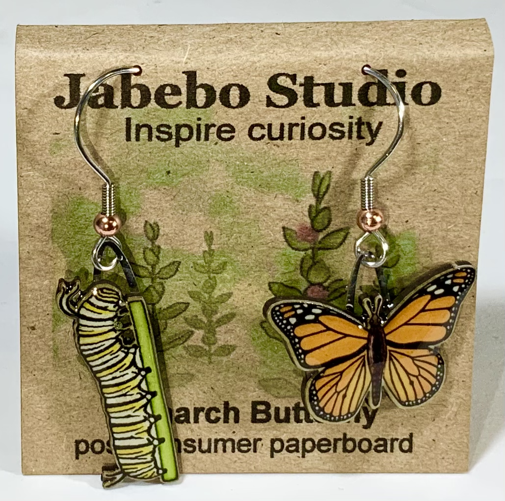Picture shown is of 1 inch tall pair of earrings of the bug the Monarch Butterfly.
