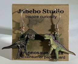 Picture shown is of 1 inch tall pair of earrings of the dinosaur the Tyrannosaurus Rex.