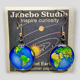 Picture shown is of 1 inch tall pair of earrings of the Planet Earth.