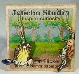 Picture shown is of 1 inch tall pair of earrings of the bird the Northern Flicker (yellow).