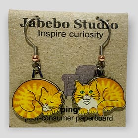 Picture shown is of 1 inch tall pair of earrings of the pet the Yellow Napping Cat.