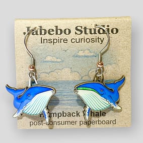 Picture shown is of 1 inch tall pair of earrings of the marine animal the Humpback Whale.