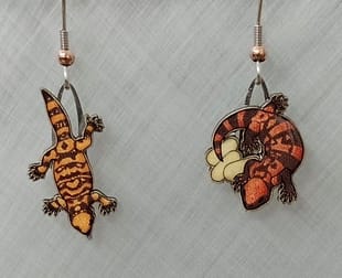 Picture shown is of 1 inch tall pair of earrings of the herp the Gila Monster.