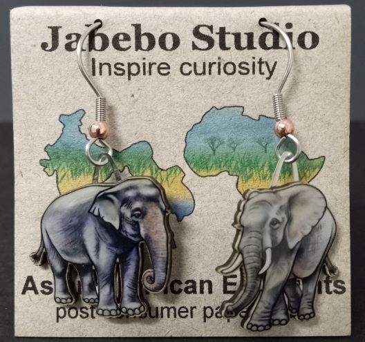 Picture shown is of 1 inch tall pair of earrings of the animal the Asian & African Elephants.
