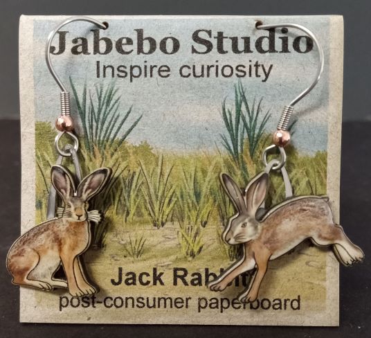 Picture shown is of 1 inch tall pair of earrings of the animal the Jack Rabbit.