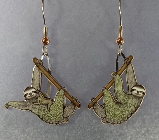 Picture shown is of 1 inch tall pair of earrings of the animal the Sloth.