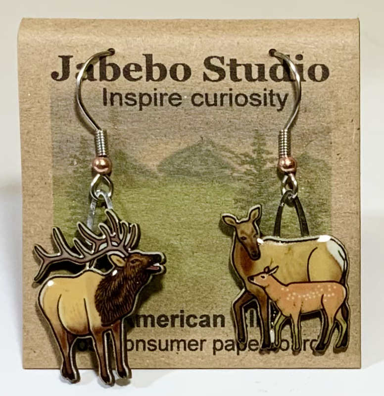 Picture shown is of 1 inch tall pair of earrings of the animal the Elk.