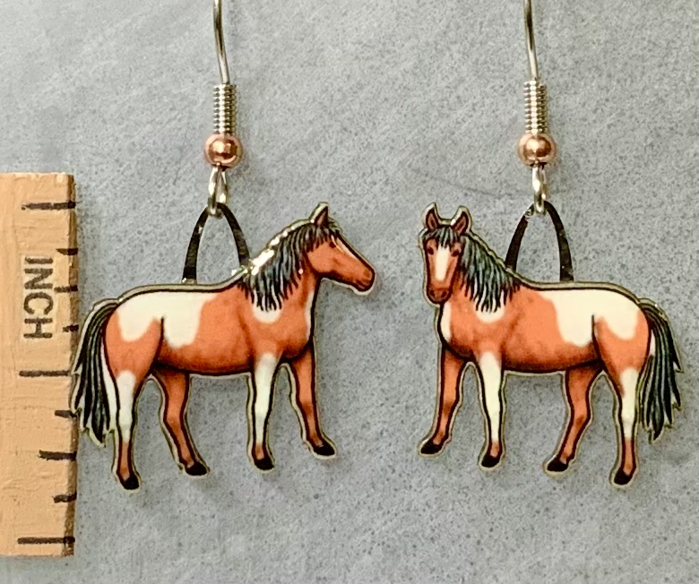 Picture shown is of 1 inch tall pair of earrings of the animal the Wild Pony.