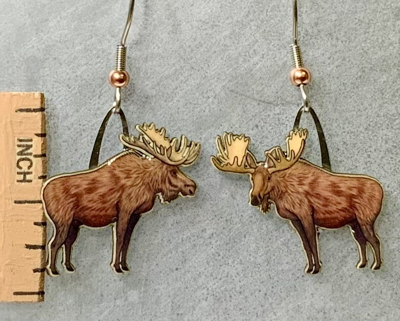 Picture shown is of 1 inch tall pair of earrings of the animal the Moose.