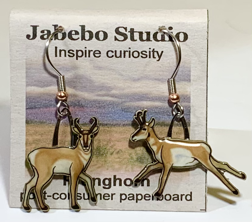 Picture shown is of 1 inch tall pair of earrings of the animal the Pronghorn.