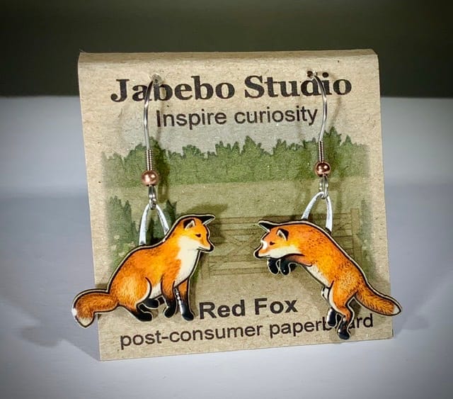 Picture shown is of 1 inch tall pair of earrings of the animal Red Fox.